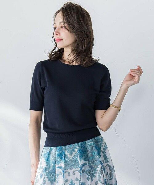 Viaggio Blu / ビアッジョブルー ニット・セーター | ドライタッチハーフスリーブプルオーバー≪手洗い可能≫ | 詳細4