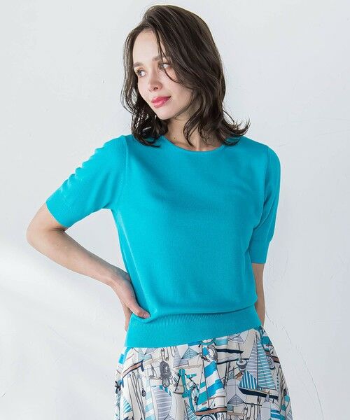 Viaggio Blu / ビアッジョブルー ニット・セーター | ドライタッチハーフスリーブプルオーバー≪手洗い可能≫ | 詳細15