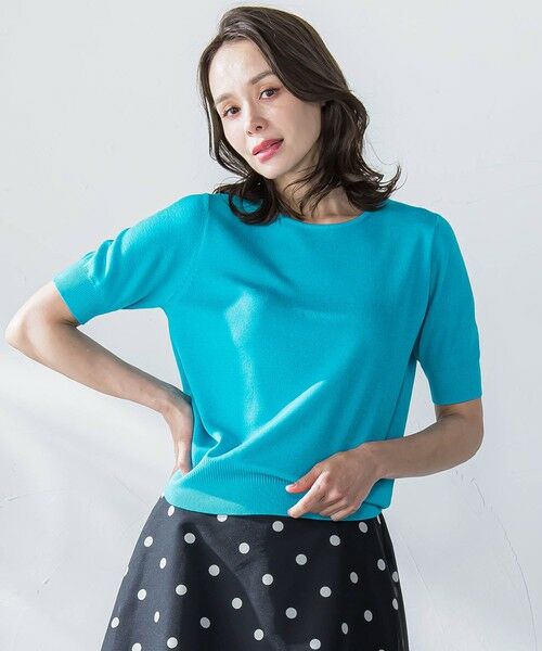 Viaggio Blu / ビアッジョブルー ニット・セーター | ドライタッチハーフスリーブプルオーバー≪手洗い可能≫ | 詳細10