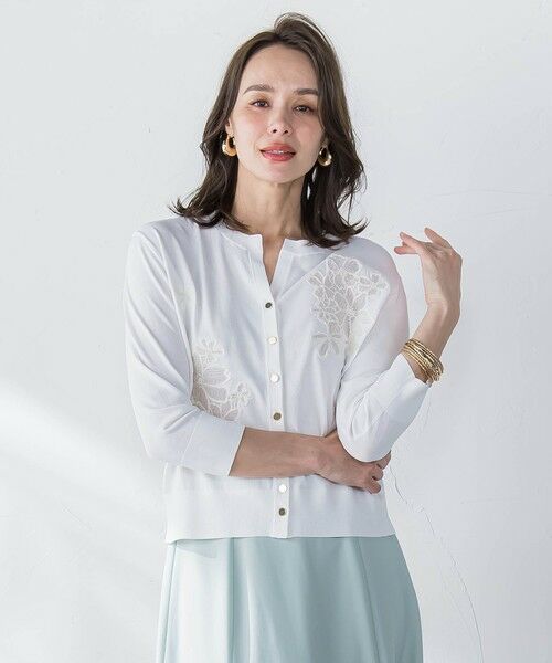 Viaggio Blu / ビアッジョブルー ニット・セーター | フラワー刺繍カーディガン≪手洗い可能≫ | 詳細1