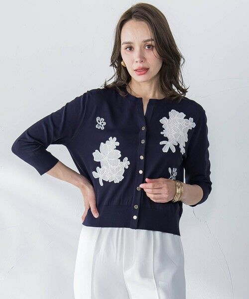 Viaggio Blu / ビアッジョブルー ニット・セーター | フラワー刺繍カーディガン≪手洗い可能≫ | 詳細8