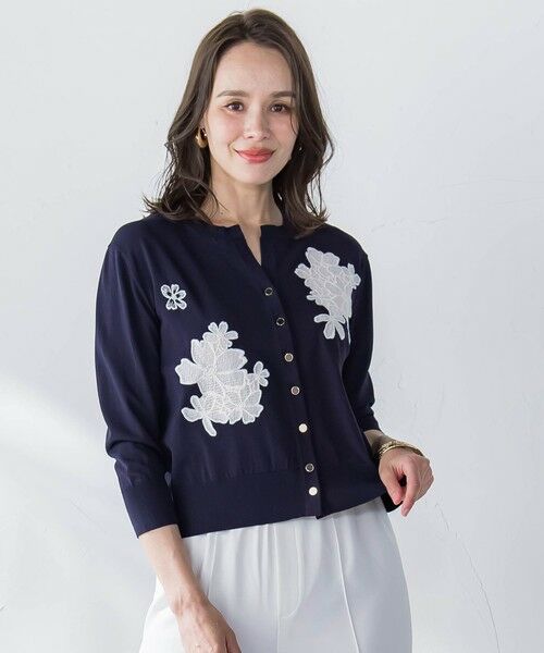 Viaggio Blu / ビアッジョブルー ニット・セーター | フラワー刺繍カーディガン≪手洗い可能≫ | 詳細9