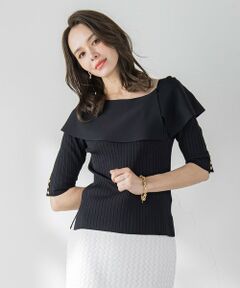 オフショルダーリブニット≪手洗い可能≫