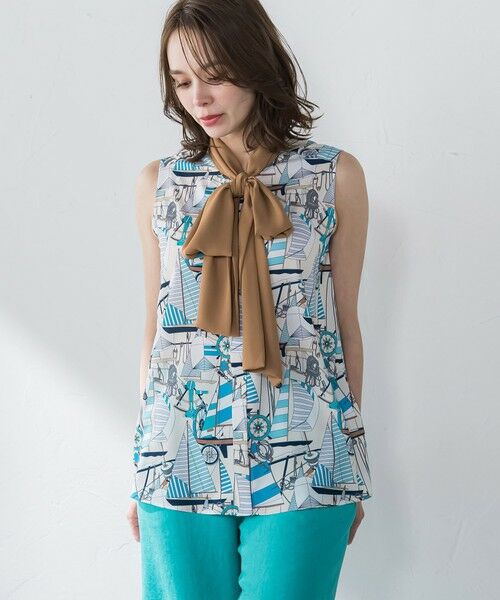 Viaggio Blu / ビアッジョブルー シャツ・ブラウス | ヨット柄プリントブラウス≪洗濯機で洗える≫ | 詳細9