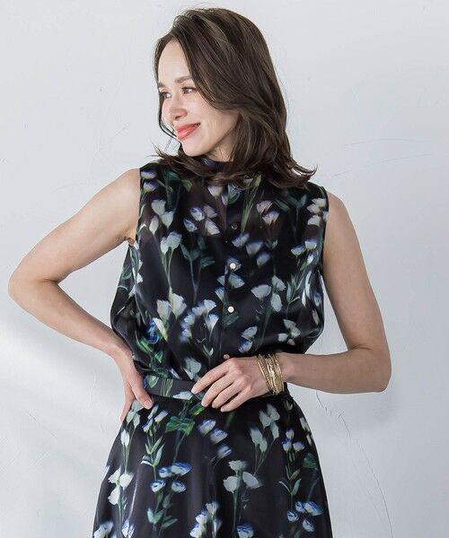 Viaggio Blu / ビアッジョブルー シャツ・ブラウス | リシアンサスプリントブラウス≪洗濯機で洗える≫（ブラック）