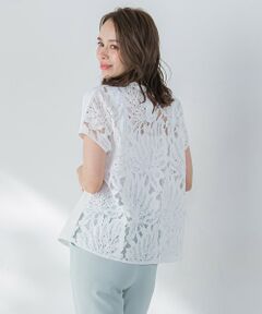 Viaggio Blu / ビアッジョブルー カットソー | バックフラワーレースカットソー≪手洗い可能≫