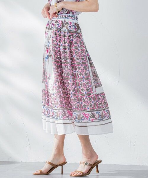 Viaggio Blu / ビアッジョブルー ミニ・ひざ丈スカート | イタリアンタイル柄スカート≪洗濯機で洗える≫ | 詳細1