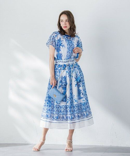 Viaggio Blu / ビアッジョブルー ミニ・ひざ丈スカート | イタリアンタイル柄スカート≪洗濯機で洗える≫ | 詳細12