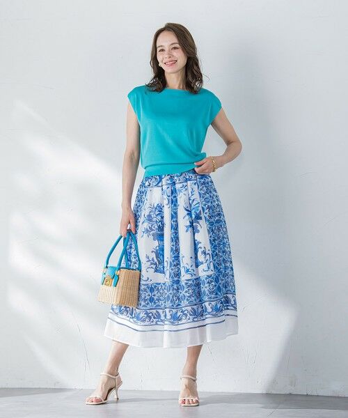 Viaggio Blu / ビアッジョブルー ミニ・ひざ丈スカート | イタリアンタイル柄スカート≪洗濯機で洗える≫ | 詳細14