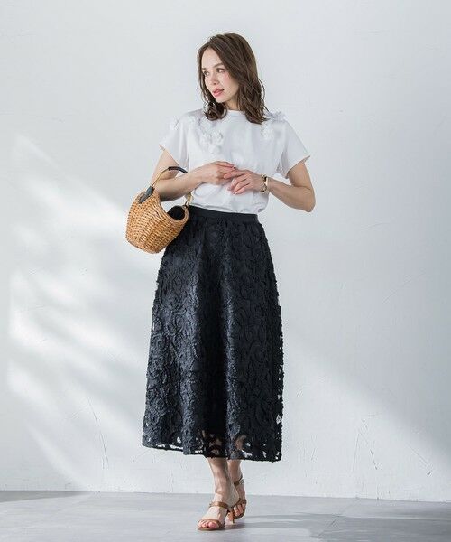Viaggio Blu / ビアッジョブルー ミニ・ひざ丈スカート | レーステープスカート | 詳細15