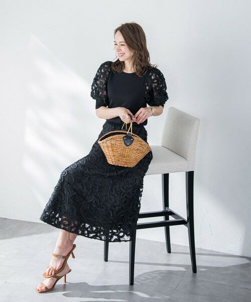 Viaggio Blu / ビアッジョブルー ミニ・ひざ丈スカート | レーステープスカート | 詳細6