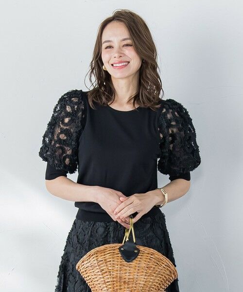 Viaggio Blu / ビアッジョブルー ニット・セーター | レーステープドッキングニット≪手洗い可能≫ | 詳細1