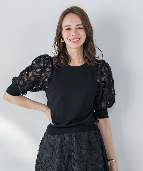 Viaggio Blu / ビアッジョブルー ニット・セーター | レーステープドッキングニット≪手洗い可能≫ | 詳細2