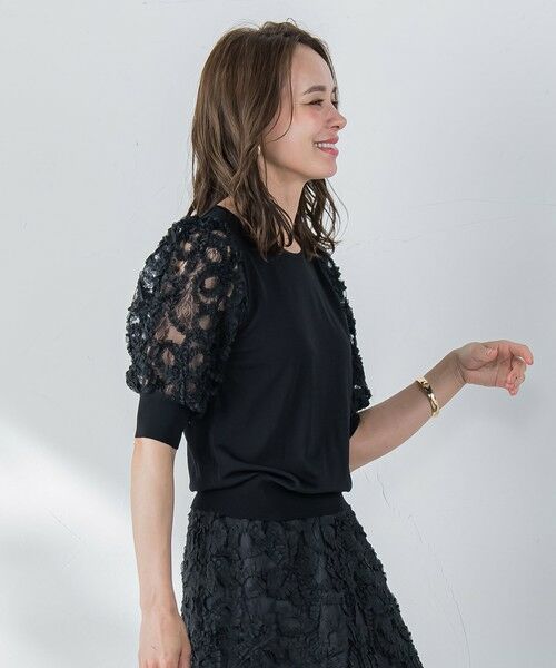 Viaggio Blu / ビアッジョブルー ニット・セーター | レーステープドッキングニット≪手洗い可能≫ | 詳細4