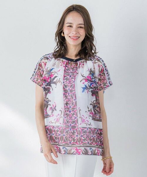 Viaggio Blu / ビアッジョブルー シャツ・ブラウス | イタリアンタイル柄ブラウス≪洗濯機で洗える≫ | 詳細1