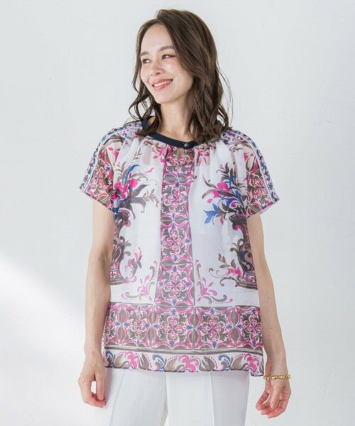 Viaggio Blu / ビアッジョブルー シャツ・ブラウス | イタリアンタイル柄ブラウス≪洗濯機で洗える≫ | 詳細2