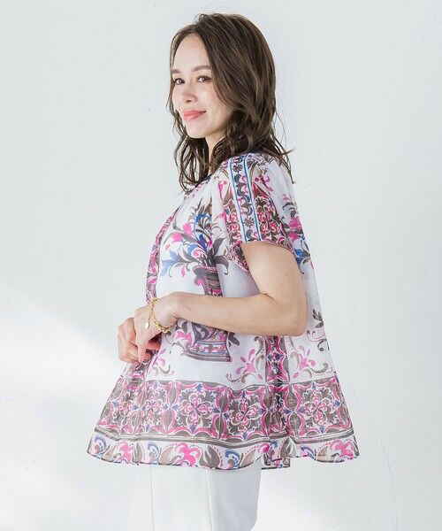 Viaggio Blu / ビアッジョブルー シャツ・ブラウス | イタリアンタイル柄ブラウス≪洗濯機で洗える≫ | 詳細3