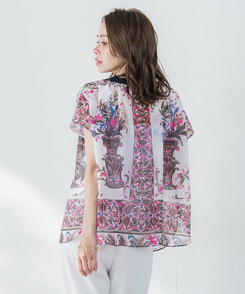 Viaggio Blu / ビアッジョブルー シャツ・ブラウス | イタリアンタイル柄ブラウス≪洗濯機で洗える≫ | 詳細4