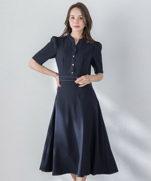 Viaggio Blu / ビアッジョブルー ロング・マキシ丈ワンピース | 配色ステッチワンピース≪洗濯機で洗える≫ | 詳細1