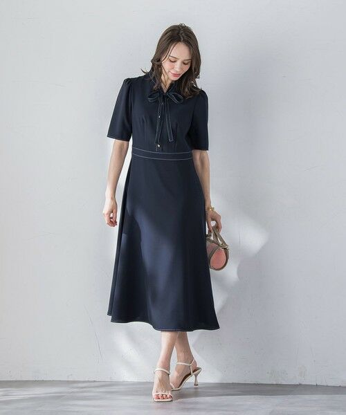 Viaggio Blu / ビアッジョブルー ロング・マキシ丈ワンピース | 配色ステッチワンピース≪洗濯機で洗える≫ | 詳細3