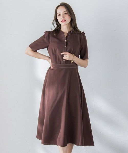 Viaggio Blu / ビアッジョブルー ロング・マキシ丈ワンピース | 配色ステッチワンピース≪洗濯機で洗える≫ | 詳細11