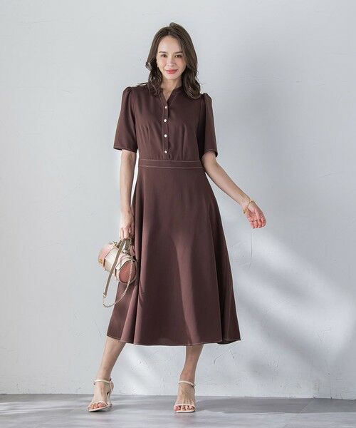 Viaggio Blu / ビアッジョブルー ロング・マキシ丈ワンピース | 配色ステッチワンピース≪洗濯機で洗える≫ | 詳細13