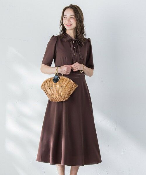 Viaggio Blu / ビアッジョブルー ロング・マキシ丈ワンピース | 配色ステッチワンピース≪洗濯機で洗える≫ | 詳細7