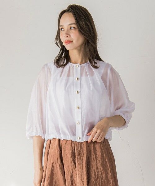 Viaggio Blu / ビアッジョブルー テーラードジャケット | シアーオーガンジージャケット≪手洗い可能≫ | 詳細3