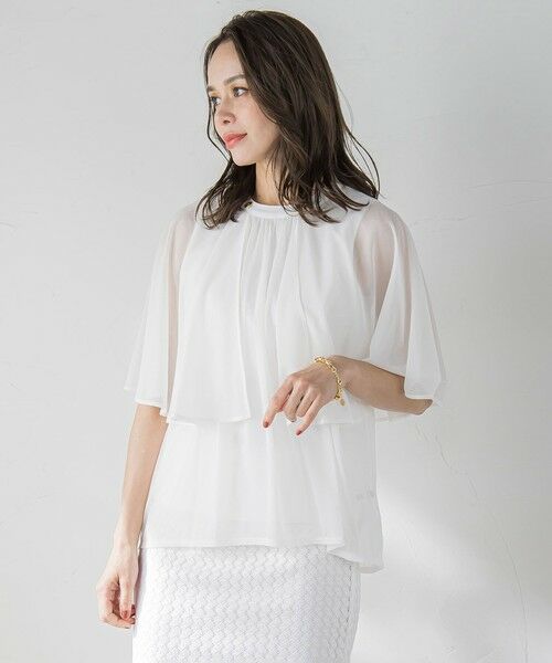 Viaggio Blu / ビアッジョブルー カットソー | シフォンケーププルオーバー≪洗濯機で洗える≫ | 詳細1