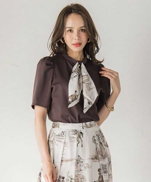 Viaggio Blu/ビアッジョブルー LADY&HORSEスカーフ付きカットソー&#8810;洗濯機で洗える&#8811; ブラウン S