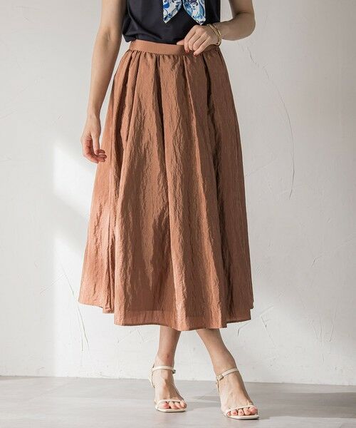 Viaggio Blu/ビアッジョブルー ポコポコナイロンヴィンテージスカート≪洗濯機で洗える≫ ブラウン M Viaggio Blu/ビアッジョブルー ポコポコナイロンヴィンテージスカート≪洗濯機で洗える≫ ブラウン M