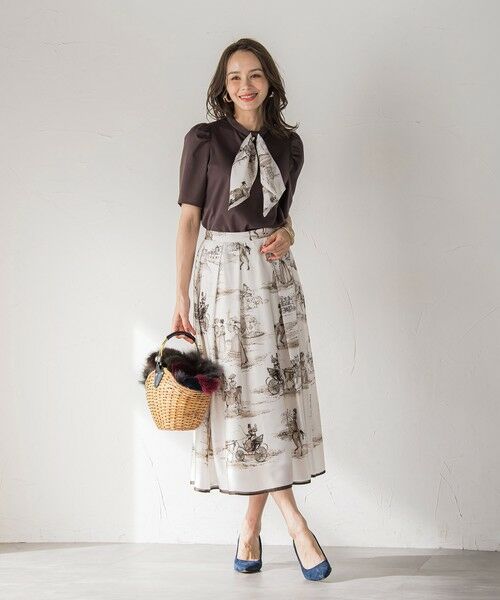 Viaggio Blu / ビアッジョブルー ミニ・ひざ丈スカート | LADY&HORSEプリントスカート≪洗濯機で洗える≫ | 詳細13