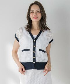 Viaggio Blu / ビアッジョブルー ニット・セーター | バルファスレースカーディガン≪手洗い可能≫