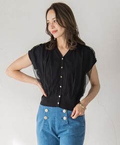 Viaggio Blu / ビアッジョブルー カーディガン・ボレロ | チュールレイヤードニットカーディガン≪手洗い可能≫