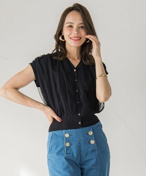 Viaggio Blu / ビアッジョブルー カーディガン・ボレロ | チュールレイヤードニットカーディガン≪手洗い可能≫ | 詳細3