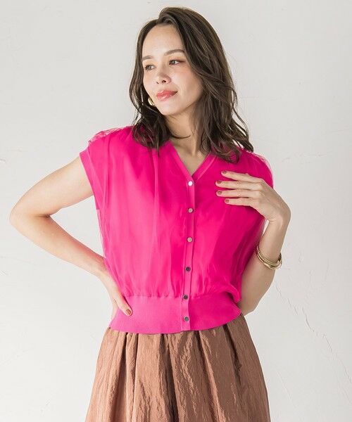 Viaggio Blu / ビアッジョブルー カーディガン・ボレロ | チュールレイヤードニットカーディガン≪手洗い可能≫ | 詳細7