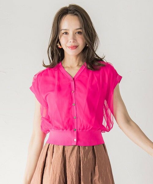 Viaggio Blu / ビアッジョブルー カーディガン・ボレロ | チュールレイヤードニットカーディガン≪手洗い可能≫ | 詳細8