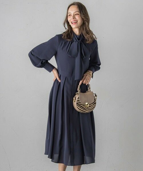 Viaggio Blu / ビアッジョブルー ロング・マキシ丈ワンピース | ボウタイワンピース≪手洗い可能≫ | 詳細2