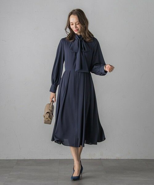 Viaggio Blu / ビアッジョブルー ロング・マキシ丈ワンピース | ボウタイワンピース≪手洗い可能≫ | 詳細3