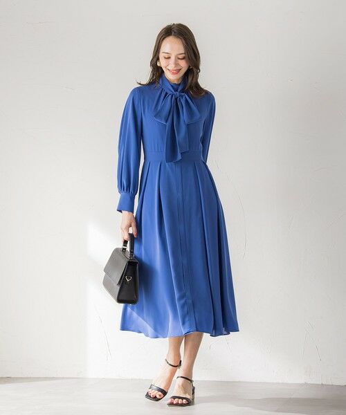 Viaggio Blu / ビアッジョブルー ロング・マキシ丈ワンピース | ボウタイワンピース≪手洗い可能≫ | 詳細11