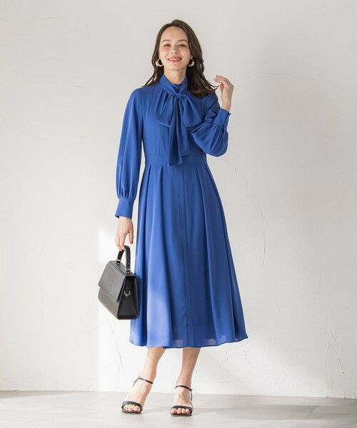 Viaggio Blu / ビアッジョブルー ロング・マキシ丈ワンピース | ボウタイワンピース≪手洗い可能≫ | 詳細12