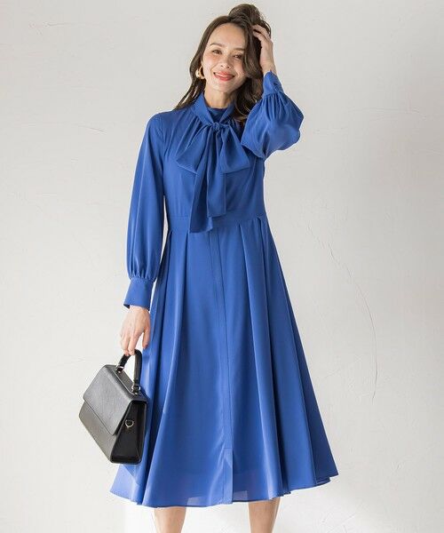 Viaggio Blu / ビアッジョブルー ロング・マキシ丈ワンピース | ボウタイワンピース≪手洗い可能≫ | 詳細10