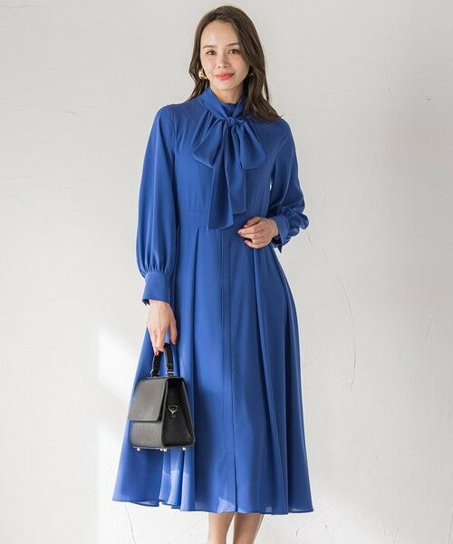 Viaggio Blu/ビアッジョブルー ボウタイワンピース≪手洗い可能≫ ブルー系その他 M Viaggio Blu/ビアッジョブルー ボウタイワンピース≪手洗い可能≫ ブルー系その他 M
