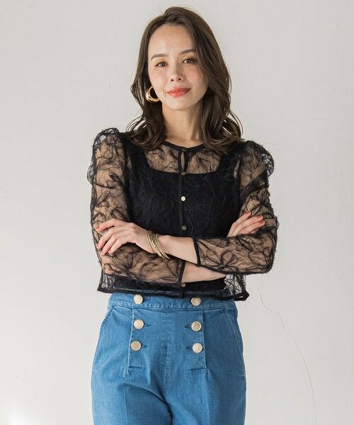 Viaggio Blu / ビアッジョブルー テーラードジャケット | フェザーフラワージャケット≪洗濯機で洗える≫ | 詳細1