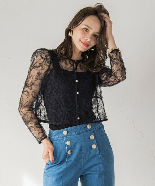 Viaggio Blu / ビアッジョブルー テーラードジャケット | フェザーフラワージャケット≪洗濯機で洗える≫ | 詳細5