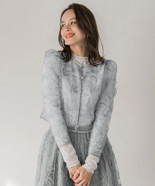 Viaggio Blu / ビアッジョブルー テーラードジャケット | フェザーフラワージャケット≪洗濯機で洗える≫ | 詳細9