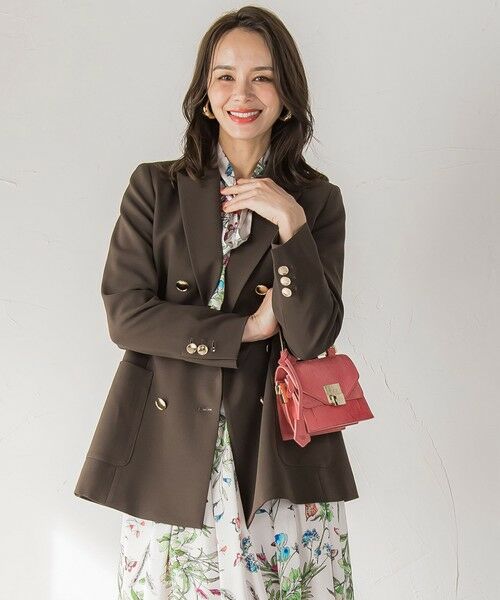 Viaggio Blu/ビアッジョブルー ツイルダブルブレストジャケット ブラウン M