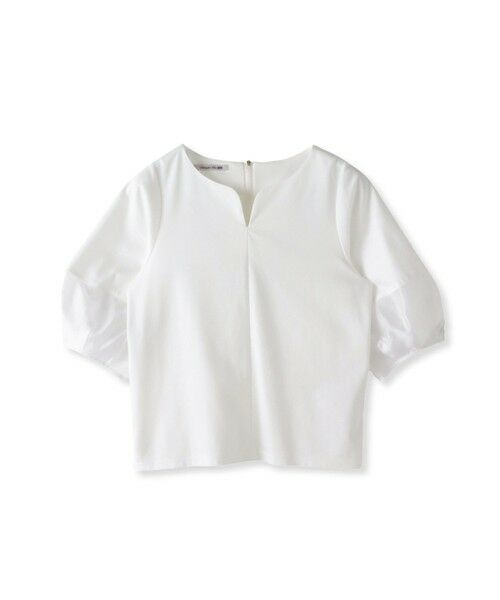 Viaggio Blu/ビアッジョブルー シアードッキングポンチカットソー≪洗濯機で洗える≫ ホワイト L Viaggio Blu/ビアッジョブルー シアードッキングポンチカットソー≪洗濯機で洗える≫ ホワイト L