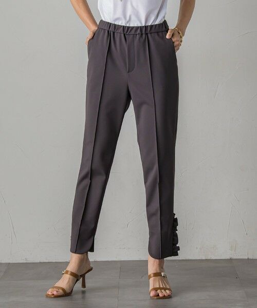 Viaggio Blu/ビアッジョブルー 裾フリルパンツ≪洗濯機で洗える≫ チャコールグレー L Viaggio Blu/ビアッジョブルー 裾フリルパンツ≪洗濯機で洗える≫ チャコールグレー L