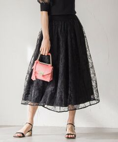 Viaggio Blu / ビアッジョブルー ミニ・ひざ丈スカート | フェザーフラワースカート≪洗濯機で洗える≫